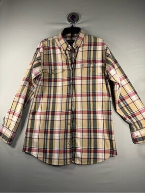 Walls Shirt Mens M Multi Color Flannel Button Up Long Sleeve Pockets Collared